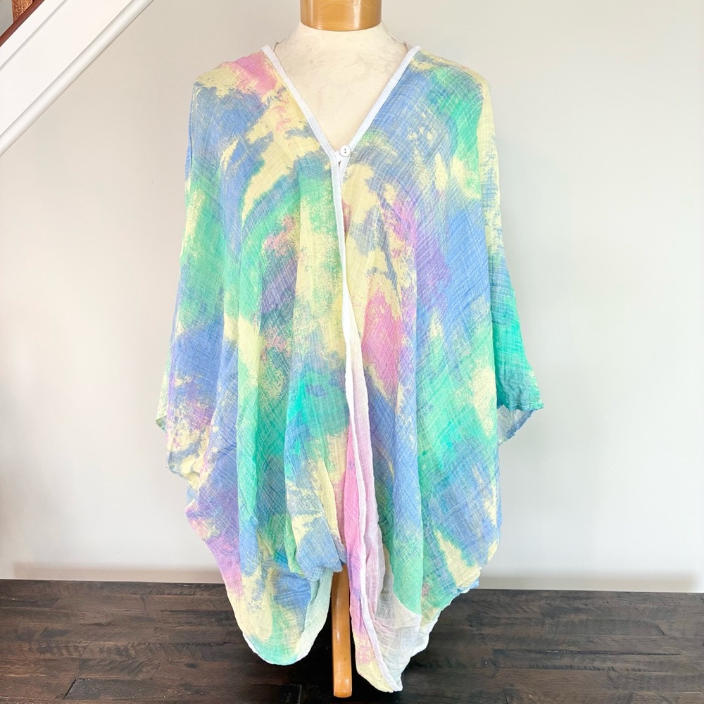 Kaktus NEW Pastel Tie-Dye Kimono Lightweight Blouse L/XL